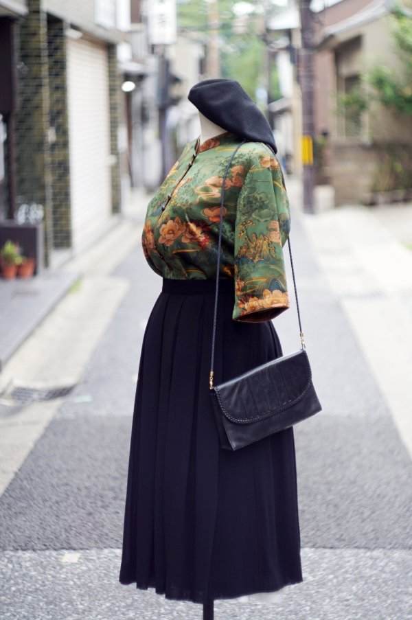 画像5: ブラック ウール スカート フレア  w69cm[20198]