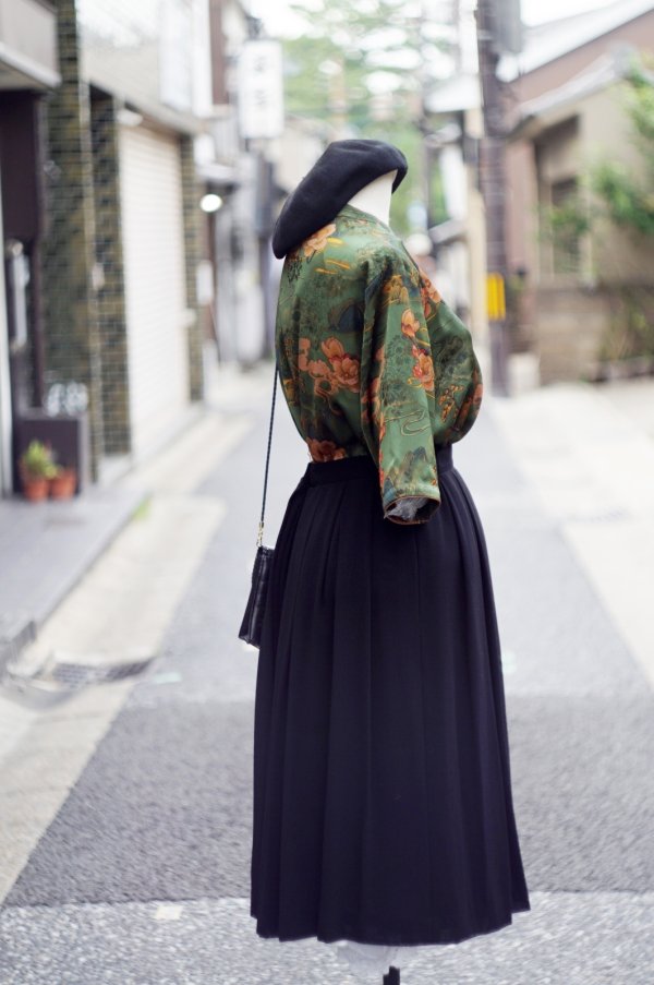 画像6: ブラック ウール スカート フレア  w69cm[20198]