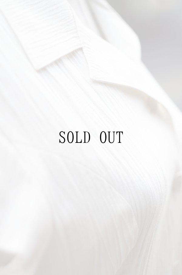 画像6: ”RAMLOSSA” アイボリー 麻混 無地 半袖 レトロワンピース オープンカラー シワ加工 腰リボン [20148]