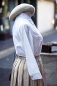 画像6: "Populaire" コットン リネン 無地 白 七分袖 ブラウス レギュラーカラー レース シェルボタン [20202]