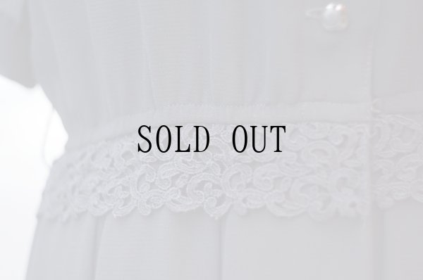 画像8: ”RECEPTION” 黒  無地 半袖 レトロワンピース スクエアネック カッティングレース [20152]