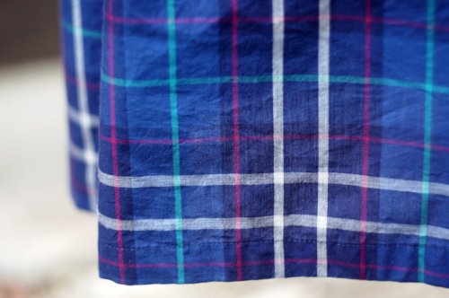 他の写真1: "BLEW CELESTE" ブルー系 タータンチェック柄  コットン フレンチスリーブ  レトロワンピース レギュラーカラー 腰リボン [20209]