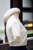 画像3: 無地 アイボリー シルク チャイナブラウス 半袖 チャイナボタン マオカラー  刺繍 [20222]