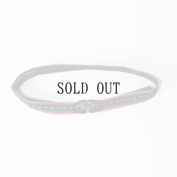 画像5: ストライプ柄 ネイビー×オレンジ系 アンティークベルト[20161]