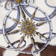 画像3: ホワイト×ダークブラウン系 装飾柄 スカーフ シルク 87cm×87cm[20173]