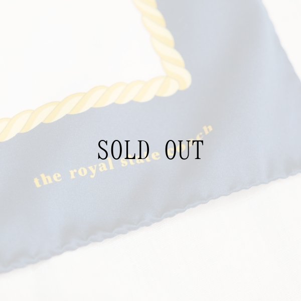 画像5: 白×ネイビー系 馬車と装飾柄 シルク スカーフ 77cm×77cm[20174]