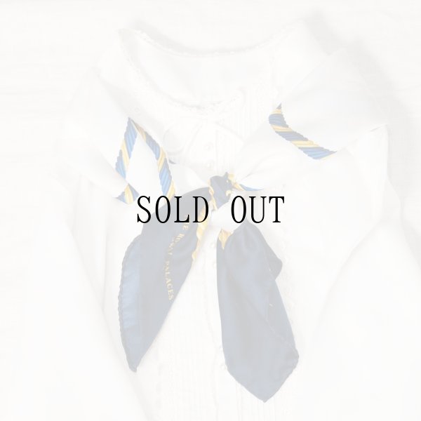 画像6: 白×ネイビー系 馬車と装飾柄 シルク スカーフ 77cm×77cm[20174]