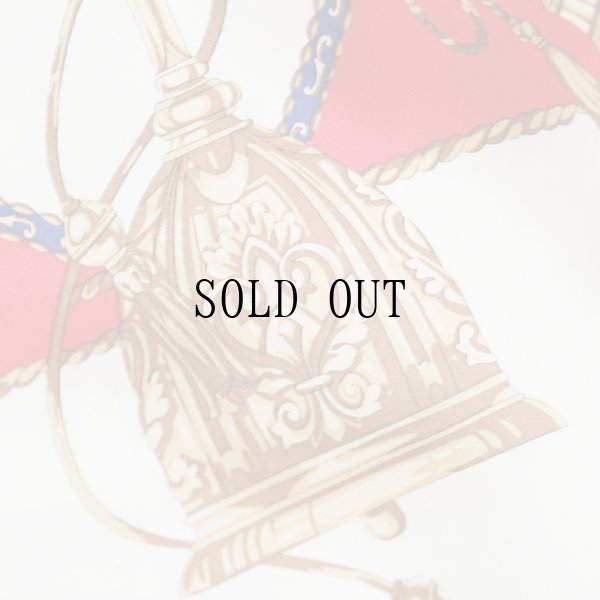 画像3: アイボリー×赤系 装飾柄 ミニスカーフ シルク 53cm×53cm[20175]