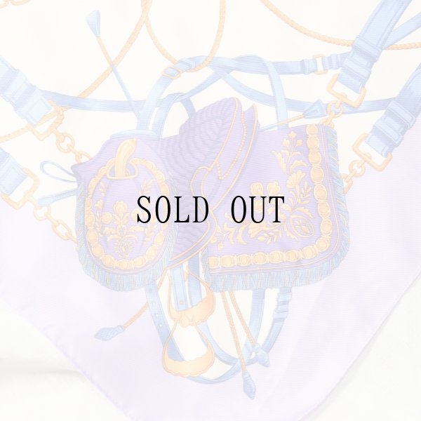 画像3: パープル×アイボリー系 トートバッグと装飾柄 スカーフ シルク 87cm×87cm[20176]