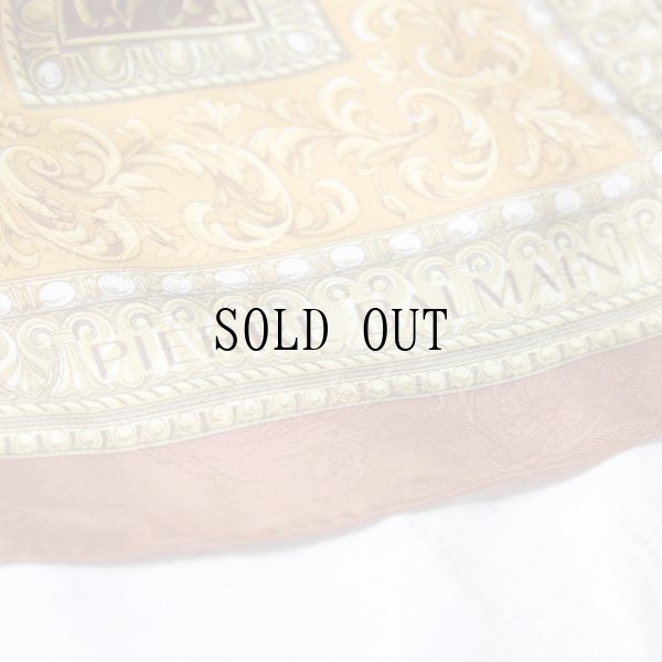 画像7: ブラウン系 装飾柄 スカーフ シルク 89cm×89cm[20171]