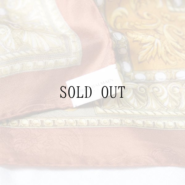 画像8: ブラウン系 装飾柄 スカーフ シルク 89cm×89cm[20171]