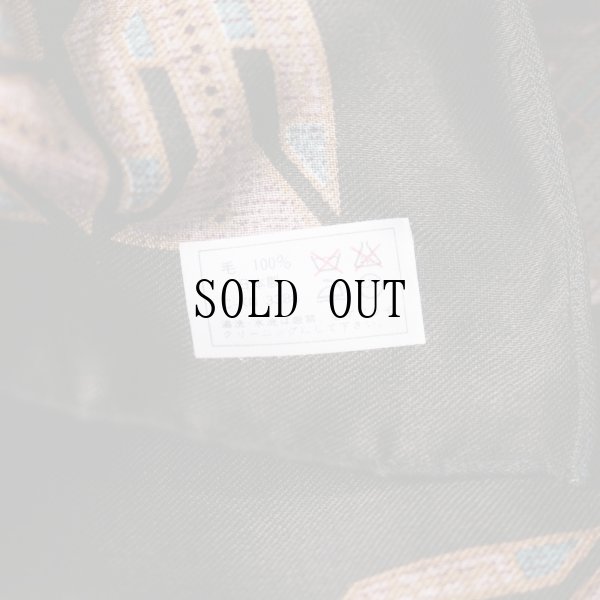 画像5: 黒 ブラウン系 幾何学模様 ウール スカーフ 86cm×86cm[20167]