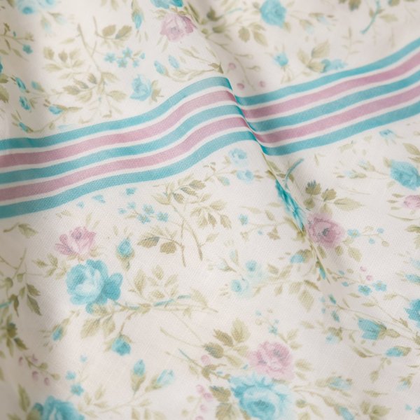 画像3: 白 ブルー パープル系  花柄 スカーフ 79cm×79cm[20168]