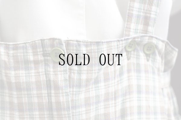 画像6: コットン グリーン×ブラウン系 タータンチェック柄 サロペット [20182]