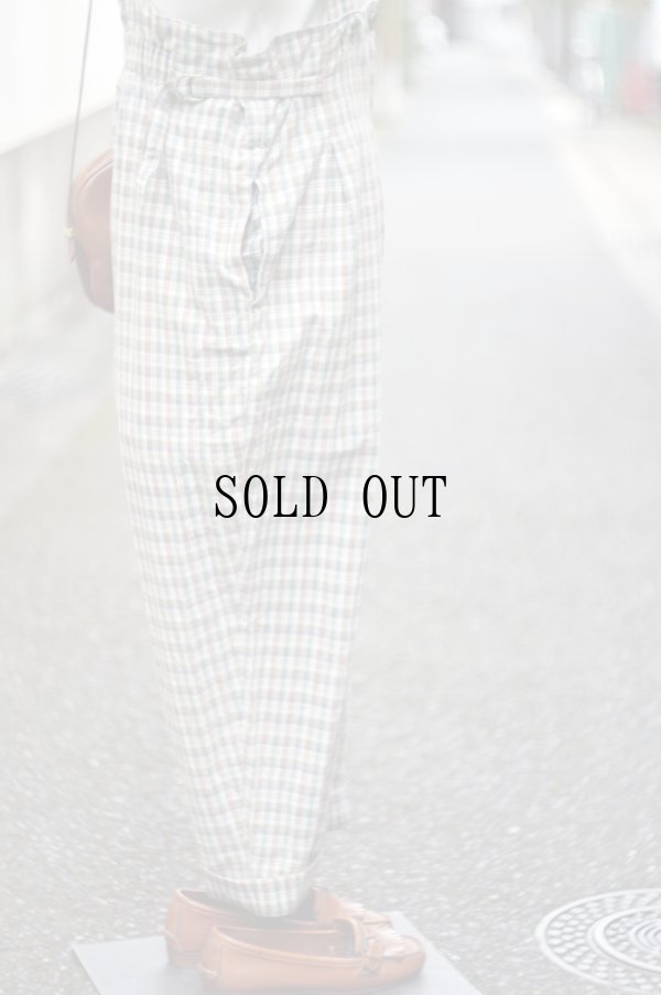 画像10: コットン グリーン×ブラウン系 タータンチェック柄 サロペット [20182]