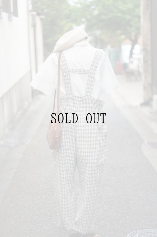 画像4: コットン グリーン×ブラウン系 タータンチェック柄 サロペット [20182]