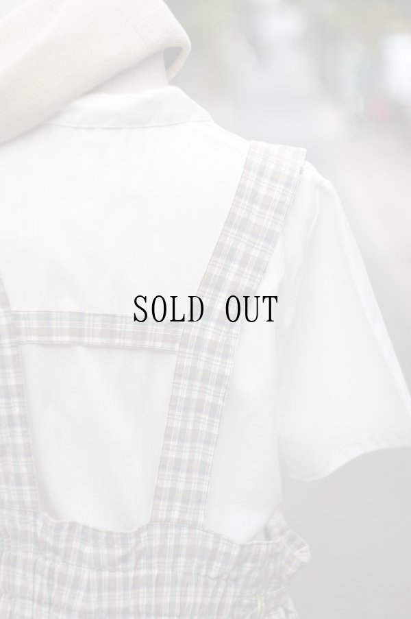 画像8: コットン グリーン×ブラウン系 タータンチェック柄 サロペット [20182]