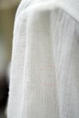 画像7: "ECHO" 無地 白 七分袖 ブラウス タイニーカラー レース ピンタック [20216]