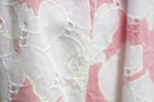 画像3: ピンク系 花柄  スカート フレア 刺繍 カッティングレース w62cm[20215]