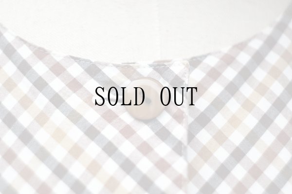 画像6: "Cr ti cle" ブラウン系 コットン チェック柄  レトロワンピース ラウンドネック [20220]