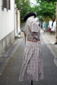 画像3: "Cr ti cle" ブラウン系 コットン チェック柄  レトロワンピース ラウンドネック [20220]