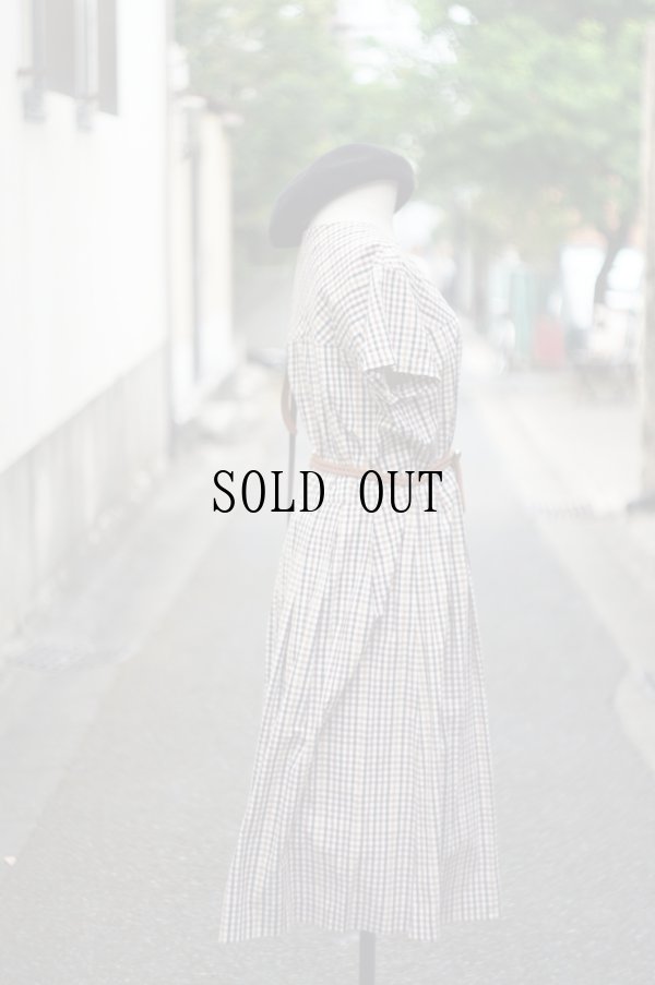 画像3: "Cr ti cle" ブラウン系 コットン チェック柄  レトロワンピース ラウンドネック [20220]