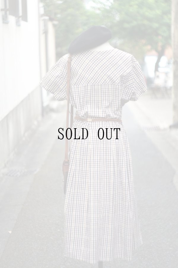 画像4: "Cr ti cle" ブラウン系 コットン チェック柄  レトロワンピース ラウンドネック [20220]