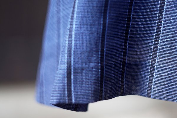 画像10: ブルー×ネイビー  ストライプ柄  半袖 レトロワンピース ノーカラー [20219]