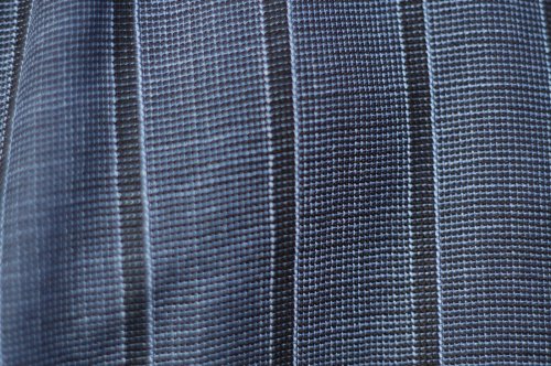 他の写真1: ブルー×ネイビー  ストライプ柄  半袖 レトロワンピース ノーカラー [20219]