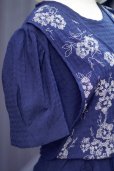 画像7: ※価格未設定”Miss Dorhy” US製 無地 ネイビー系 半袖 レトロワンピース ラウンドネック 花柄 ベスト風 [20218]