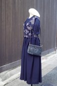画像1: ※価格未設定”Miss Dorhy” US製 無地 ネイビー系 半袖 レトロワンピース ラウンドネック 花柄 ベスト風 [20218] (1)