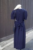画像4: ※価格未設定”Miss Dorhy” US製 無地 ネイビー系 半袖 レトロワンピース ラウンドネック 花柄 ベスト風 [20218]