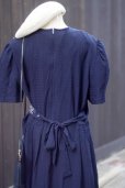 画像11: ※価格未設定”Miss Dorhy” US製 無地 ネイビー系 半袖 レトロワンピース ラウンドネック 花柄 ベスト風 [20218]