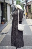 画像1: "Charles Entieres" 黒系 チェック×花柄 半袖 レトロワンピース 丸襟 [20226] (1)