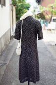 画像3: "Charles Entieres" 黒系 チェック×花柄 半袖 レトロワンピース 丸襟 [20226]
