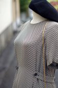 画像7: "Partout" ブラウン系 幾何学 総柄 半袖 レーヨン レトロワンピース ノーカラー[20228]