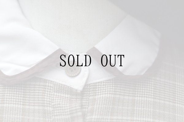 画像6: ”FASHION” グレンチェック柄 ブラウン×白 長袖 レトロワンピース 丸襟[20193]