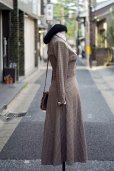 画像3: ”FASHION” グレンチェック柄 ブラウン×白 長袖 レトロワンピース 丸襟[20193]