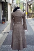 画像4: ”FASHION” グレンチェック柄 ブラウン×白 長袖 レトロワンピース 丸襟[20193]