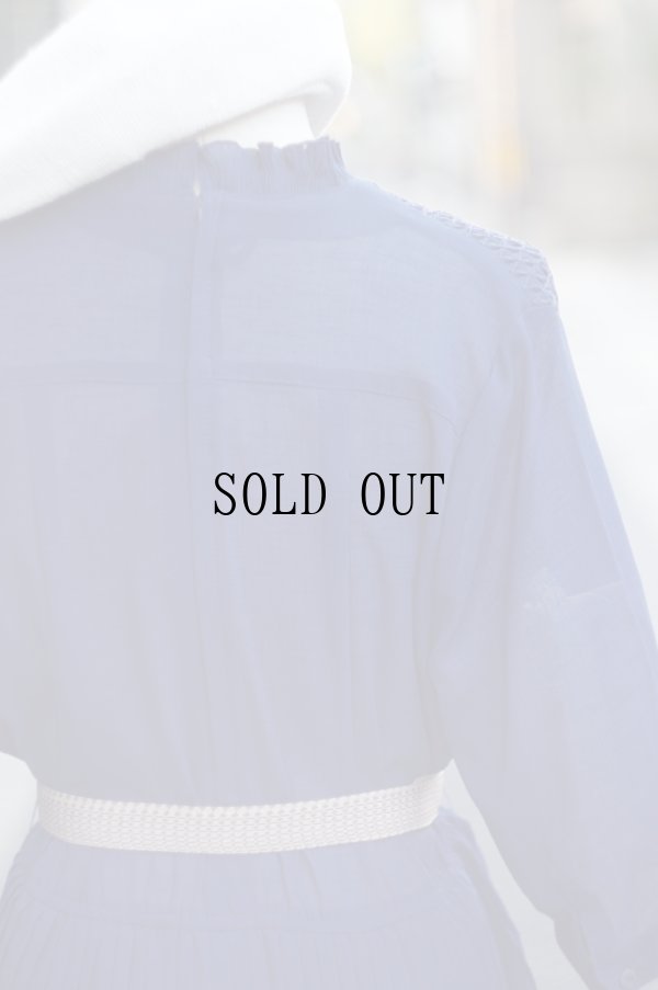 画像9: 無地 ネイビー 半袖 レトロワンピース カシュクール プリーツ フリル[20230]