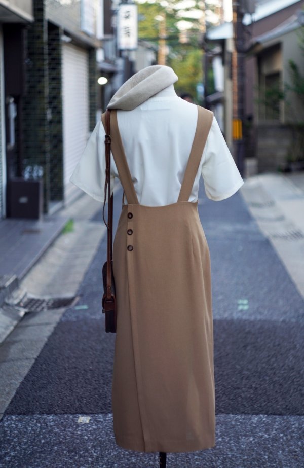 画像4: "SIXTONE PLACE" ブラウン 無地 ジャンパースカート[20192]