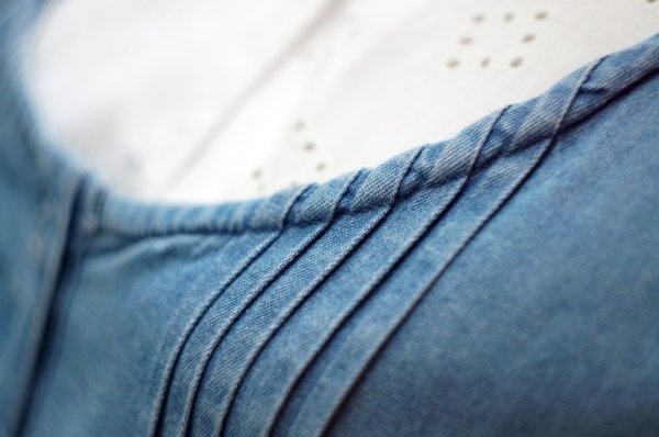 画像7: ’’Vermont’’ 袖なし デニム ジャンパースカート フロントボタン ピンタック ノーカラー[20191]