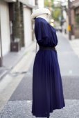 画像3: "Majolity GARBO" 無地 ネイビー 半袖 レトロワンピース カシュクール [20231]