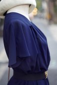 画像7: "Majolity GARBO" 無地 ネイビー 半袖 レトロワンピース カシュクール [20231]