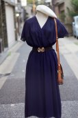 画像2: "Majolity GARBO" 無地 ネイビー 半袖 レトロワンピース カシュクール [20231] (2)