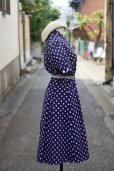 画像3: "Ronsher"ドット柄 ネイビー×白 半袖 レトロワンピース オープンカラー ダブルボタン[20232]