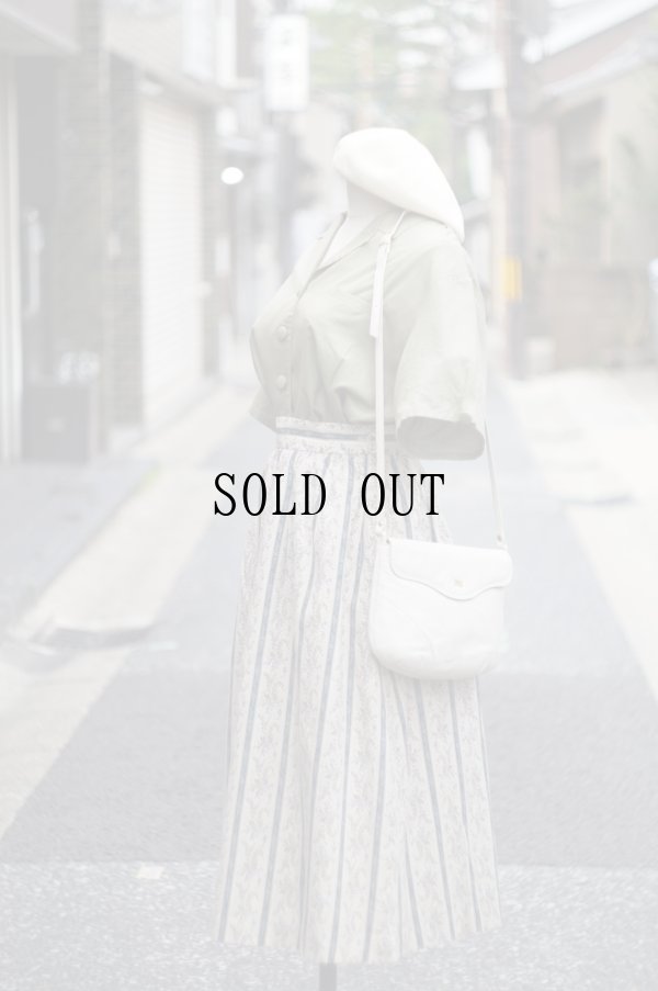 画像6: "KEITH" 生成 ブルー系 花柄  コットン リネン スカート フレア w66cm[20237]