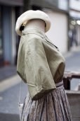 画像3: "MARIE REINE" カーキ系 コットン リネン 半袖 ブラウス  オープンカラー[20235]
