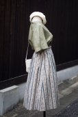 画像7: "KEITH" 生成 ブルー系 花柄  コットン リネン スカート フレア w66cm[20237]