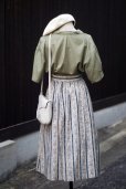 画像8: "KEITH" 生成 ブルー系 花柄  コットン リネン スカート フレア w66cm[20237]